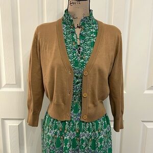 Urban Coco Women's Tan Cardigan cropped Sweater large nwt